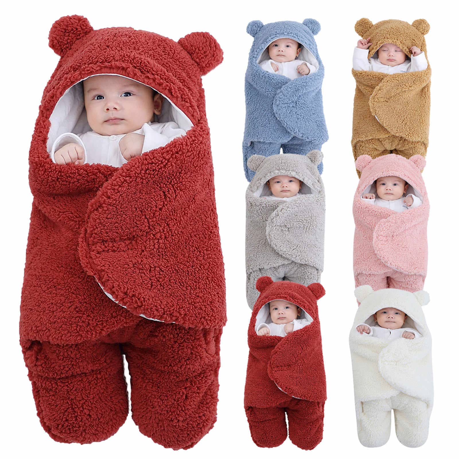 Ultra Soft Fluffy Fleece Baby Sleeping Bag Swaddle