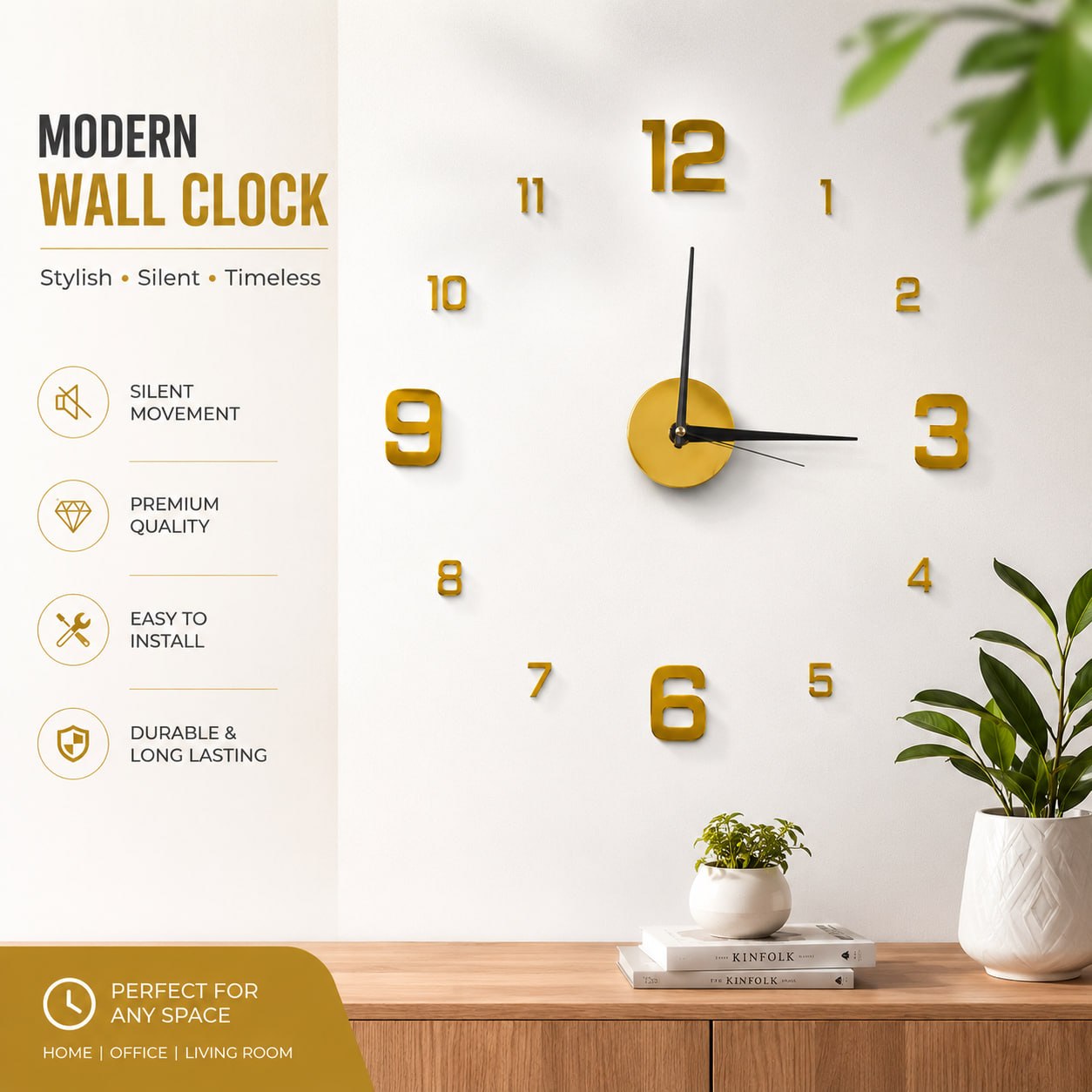 3D DIY Frameless Large Acrylic Mirror Wall Clock