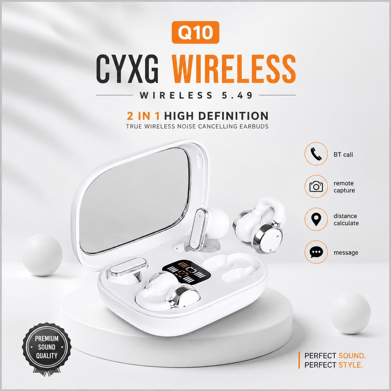Q10 HiFi Stereo Couple Earbuds with Bluetooth 5.4
