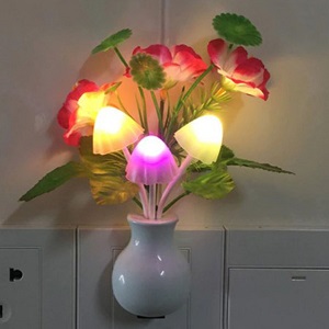 Mushroom Sensor LED Night Light Wall Lamp with Lotus Leaf