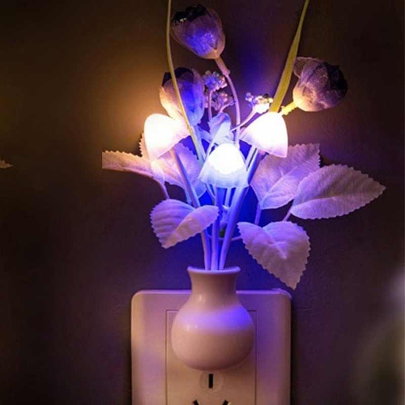 Mushroom Sensor LED Night Light Wall Lamp with Lotus Leaf