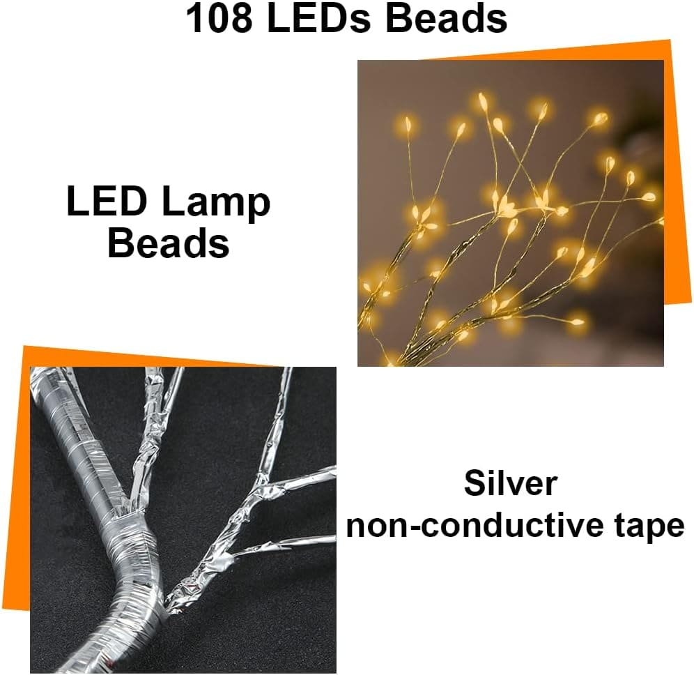 Honphier 108 LED Warm White Tree Lamp Decorative Light