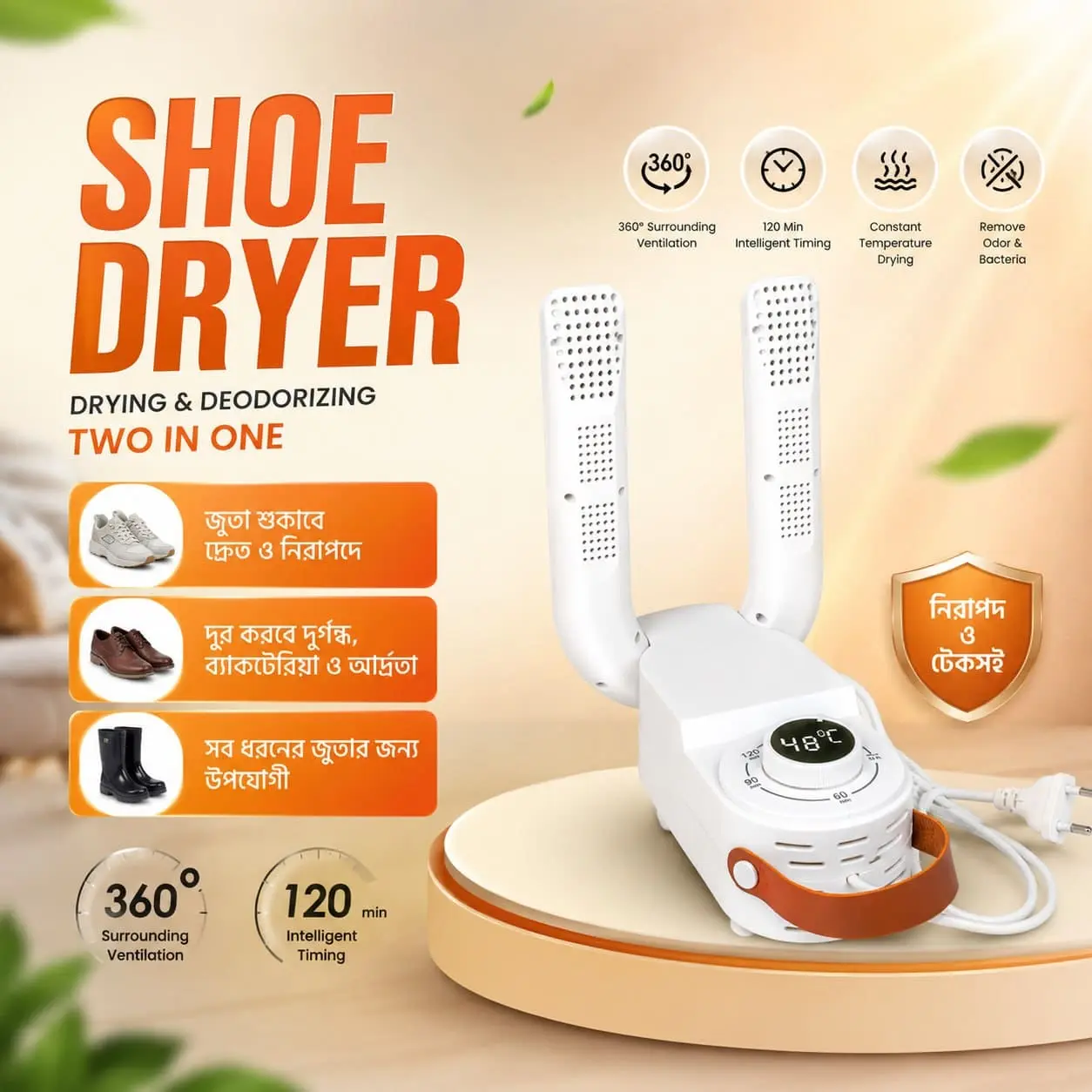 Portable Folding Electric Shoe Dryer
