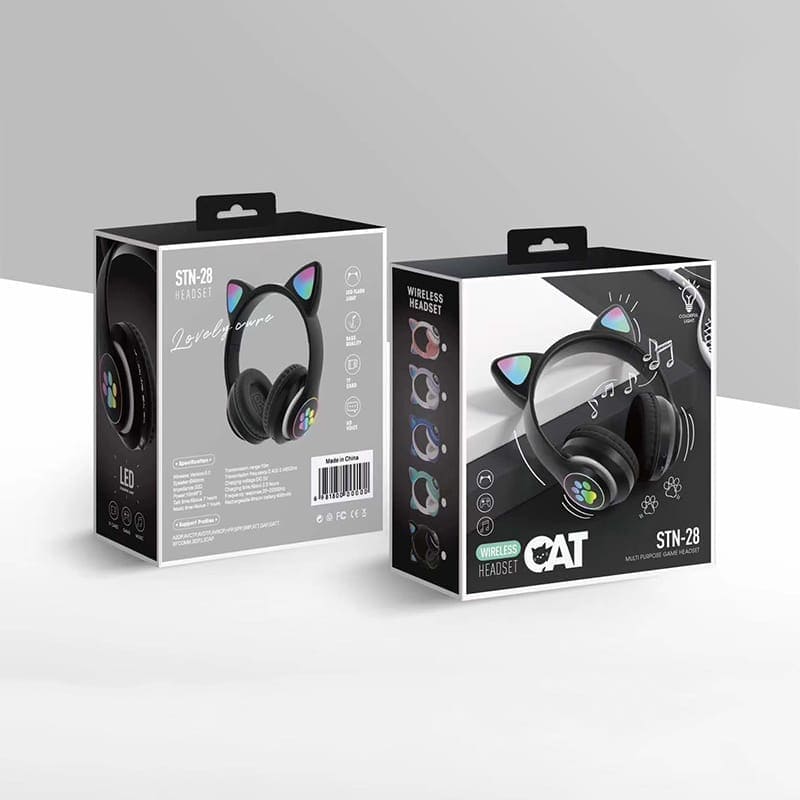 CAT STN-28 Wireless Cat Ear Headset - Bluetooth 5.0, Stylish Over-Ear