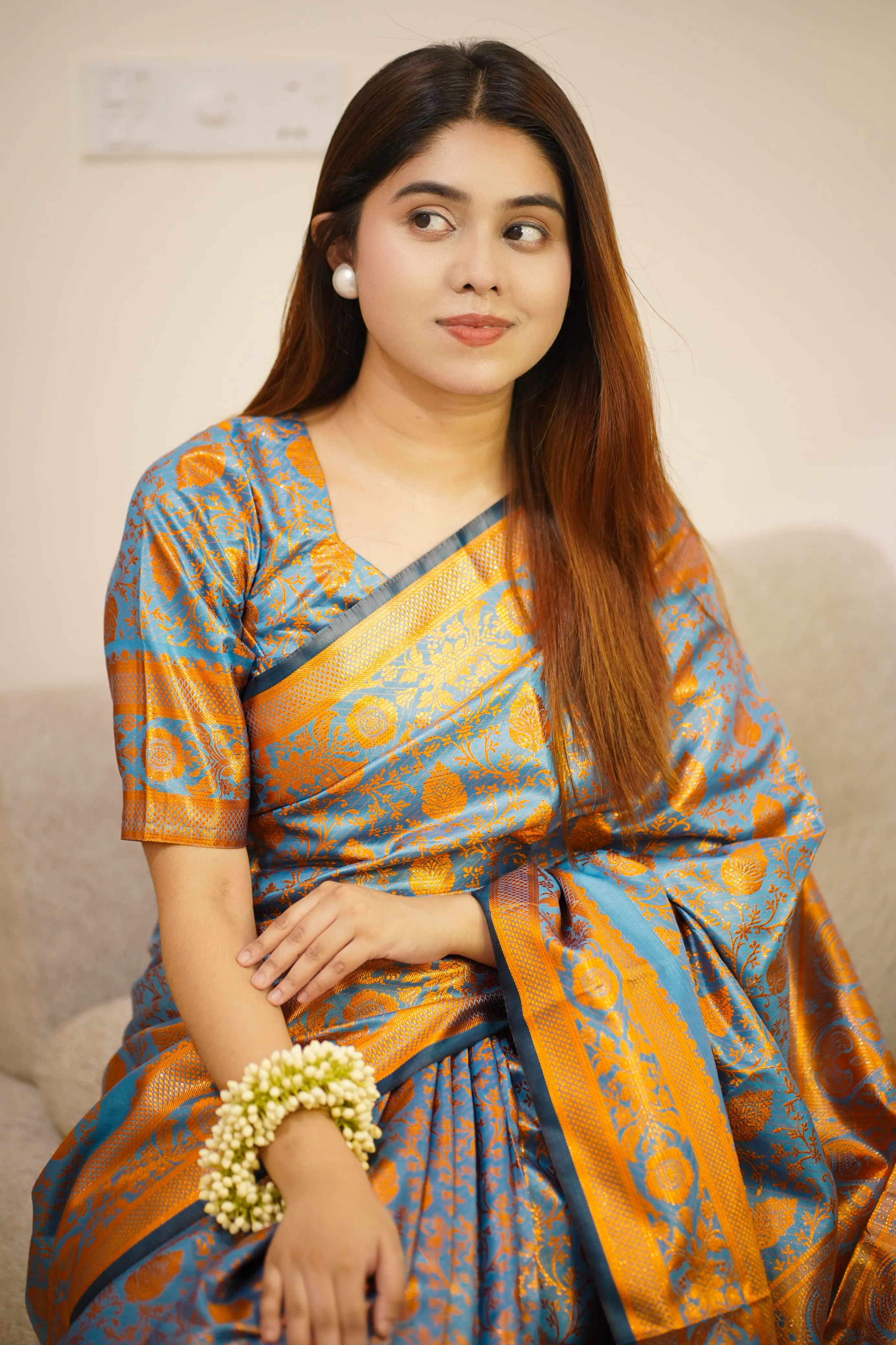Premium Kanjivaram Katan Saree with Matching Blouse Piece