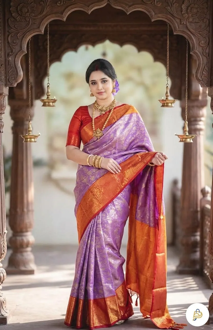Premium Kanjivaram Katan Saree with Matching Blouse Piece